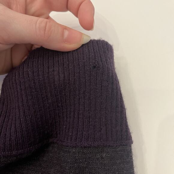 Vertical Design Homme 100% Merino Wool Cardigan Mens Large Purple Stripe Grandpa - Picture 12 of 12